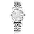 GEDI Women's Stainless Steel Watch with Diamond Markers and Date Display on Silver Dial - Silver