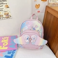 Pink gradient kids backpack with sparkly wings, bow and heart rhinestone details - Pink