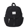 Mochila informal negra de nailon con parche de MOUNTAINS y correas blancas ajustables - Negro
