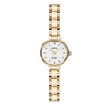 Montre femme vintage en alliage d'or avec cadran blanc texturé et pierre précieuse - Boîtier Doré Cadran Blanc