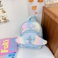 Light blue children backpack featuring iridescent wings and sparkly sequins details - Blue