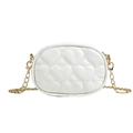 Mini white heart-quilted girl's crossbody bag with elegant gold chain strap - Off White