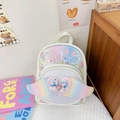 Toddler backpack with white sequins, iridescent wings and bow detail for girls - White