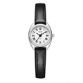 GEDI minimalist women's watch with silver case, white Roman dial, and black leather strap - Silver Case White Dial Black Strap