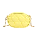 Sweet yellow heart-quilted mini shoulder bag with gold chain strap for kids - Yellow