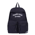 Mochila escolar negra con letras blancas y dos bolsillos frontales para niños - Negro