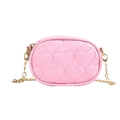 Pink heart quilted mini crossbody bag with gold chain strap for kids and toddlers - Pink