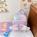Cute purple sequin backpack with rainbow bow wings and glitter heart for girls - Purple
