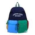 Mochila escolar azul marino con bolsillos en azul y verde para niños de gran capacidad - Azul Marino