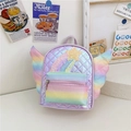 Cute light purple rainbow star backpack with glitter wings and quilted pattern - Purple