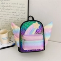 Zaino di paillettes arcobaleno con design trapuntato e ali colorate per bambini - Nero