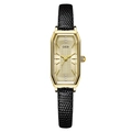 Orologio vintage rettangolare dorato da donna con cinturino in pelle nera e quadrante - Cassa Dorata Quadrante Dorato Cinturino Nero