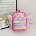 Zainetto rosa trapuntato per bambine con ali arcobaleno e stella scintillante - Rosso Rosa
