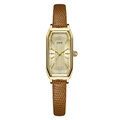Orologio quadrato vintage GEDI con quadrante oro champagne e cinturino in pelle - Cassa Oro Quadrante Oro Cinturino Caffè Chiaro