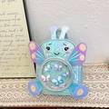 Cute sequined butterfly backpack for kids in blue with laser iridescent PU finish - Blue