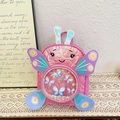 Pink cartoon butterfly backpack with heart quilting and colorful sequin window - Rose Red