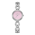 Montre bracelet élégante en acier argenté pour femme avec un cadran rose minimaliste - Boîtier Argenté Cadran Rose