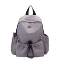 Light purple drawstring backpack with black AN logo and multi-pocket design for kids - Gray