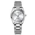 Orologio al quarzo argento con indici di diamante e cinturino in acciaio - Cassa Argento Quadrante Bianco