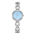 Montre chaîne élégante pour femme avec un cadran bleu clair minimaliste par Gedi - Boîtier Argent Cadran Bleu