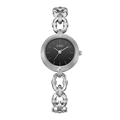 Montre GEDI élégante pour femme avec bracelet chaîne argenté et cadran noir minimaliste - Boîtier Argenté Cadran Noir