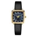 GEDI retro luxury square watch with gold case, blue pearl dial and black leather strap - Gold Case Black Pearl Blue Dial Black Strap