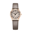 Gedi vintage rose gold quartz watch for women with a grey lychee pattern leather strap - Rose Gold Case Grey Dial Grey Strap