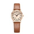GEDI retro ladies watch with rose gold case and brown litchi pattern leather strap - Rose Gold Case Rose Dial Coffee Strap