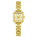 Orologio vintage da donna dorato con cassa quadrata e quadrante a fiori elegante - Cinturino Oro Quadrante Oro