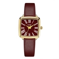 Orologio GEDI al quarzo quadrato con cassa dorata, cinturino in pelle rossa e numeri romani - Cassa Oro Quadrante Rosso Angola Cinturino Rosso Giuggiola