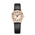 Vintage women's quartz watch with rose gold case, cream dial and black lychee leather strap - Rose Gold Case Rose Dial Black Strap