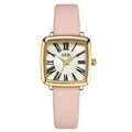 GEDI luxury women quartz watch with gold square case mother of pearl dial and pink leather strap - Gold Case Gold Pearl Dial Pink Strap