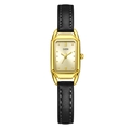 Orologio al quarzo GEDI da donna con cassa rettangolare dorata e cinturino in pelle nera - Cassa Dorata Quadrante Dorato Cinturino Nero