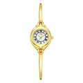 Elegant gold bracelet watch for women featuring a white Roman numeral dial and slim band - Gold Case White Face