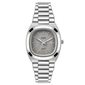 Reloj de acero plateado para mujer con esfera antracita y ventana de calendario - Caja Plateada Esfera Gris