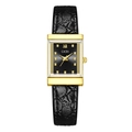 Orologio Gedi vintage donna con quadrante nero rettangolare e cinturino in pelle nera - Cassa Oro Quadrante Nero Cinturino Nero