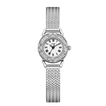Elegante GEDI Damen Quarzuhr in Silber mit Kristall-Lünette und Milanaise-Armband - Silbergehäuse Weißes Zifferblatt Silberarmband