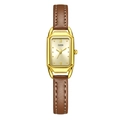 Orologio GEDI quadrato dorato al quarzo con cinturino in pelle marrone e numeri romani - Cassa Oro Quadrante Oro Cinturino Marrone