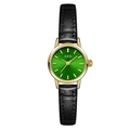 Elegant women's watch featuring a green sunray dial and black crocodile leather strap - Gold Case Green Dial Black Strap