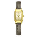 Orologio rettangolare dorato elegante con quadrante champagne e cinturino grigio - Cassa Oro Quadrante Oro Cinturino Grigio