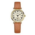 GEDI vintage women's watch with gold case, roman numerals and brown leather strap - Gold Case Gold Dial Brown Strap