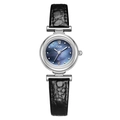 GEDI luxury women's quartz watch with blue mother of pearl dial and black leather strap - Silver Case Blue Dial Black Strap