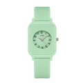 Orologio al quarzo quadrato minimalista in silicone verde menta con quadrante numerico - Verde