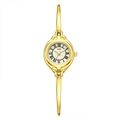 Elegant gold-tone bangle watch for women with vintage Roman numerals and white dial - Gold Case Light Gold Face