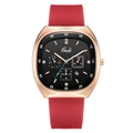 Gedi women luxury watch with rose gold square case and red silicone strap variant - Rose Gold Case Black Dial Red Strap
