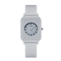 Minimalist grey silicone watch with round dial and clear Arabic numerals for women - Gray