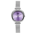 Gedi silver stainless steel watch with purple sunray dial and milanese mesh band - Silver Case Purple Dial Silver Mesh Band