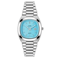 GEDI quartz watch with Tiffany blue dial and silver steel strap for women - Silver Case Blue Dial