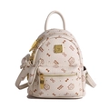 Mini sac à dos en cuir PU crème avec motif chat et nœud et détails métalliques dorés - Avec Pendentif / Blanc Cassé