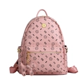 Pink lady backpack with cat print and QICA IMAO logo in soft faux leather material - With Pendant / Deep Pink